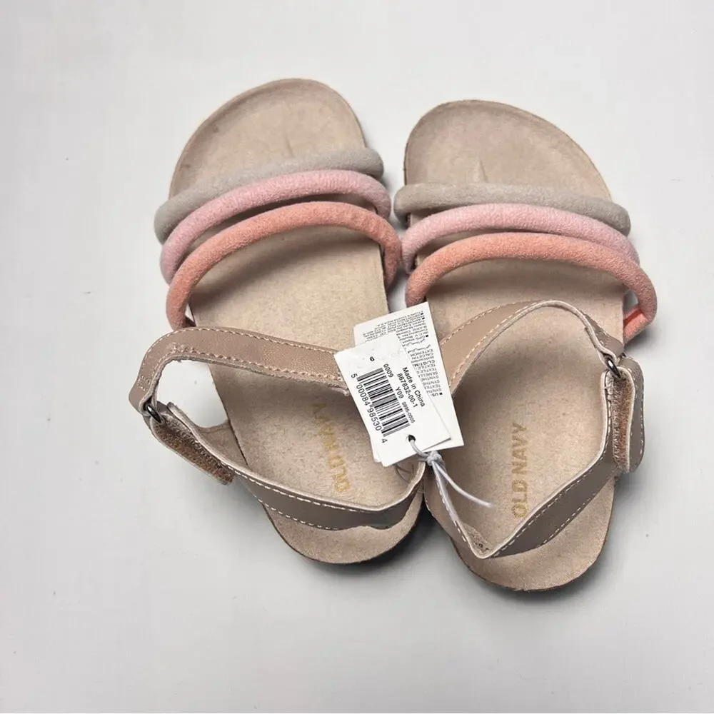 Old Navy Toddler Girl Tripe Strap Multi-color Cross-Strap Sandals Sz 9 NWT